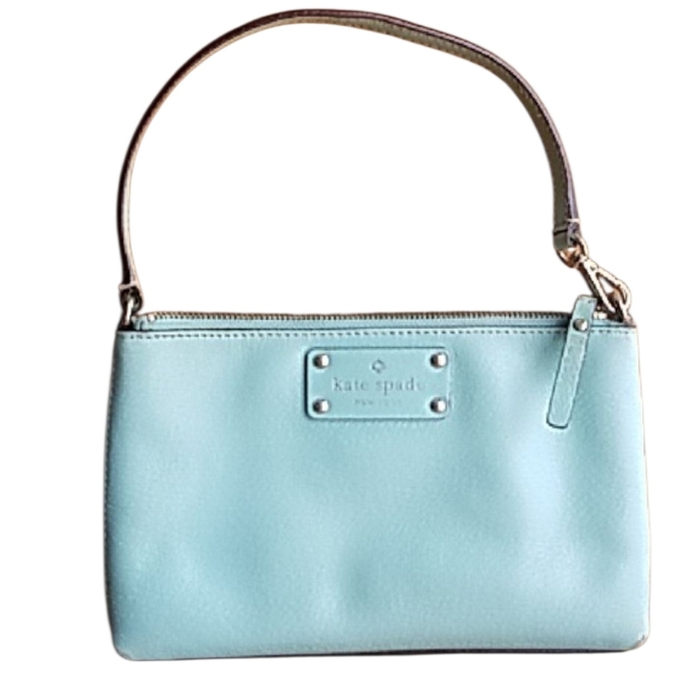 Kate Spade Blue Leather Wristlet Wallet Satchel Little Purse Bag